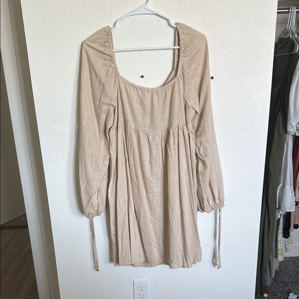 Beige Long Sleeve Dress